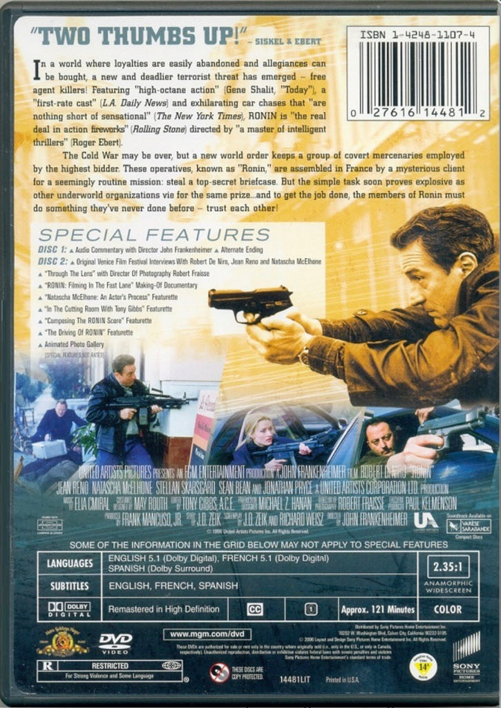 Action: Ronin DVD movie collectible [Barcode 883904249108] - Main Image 2