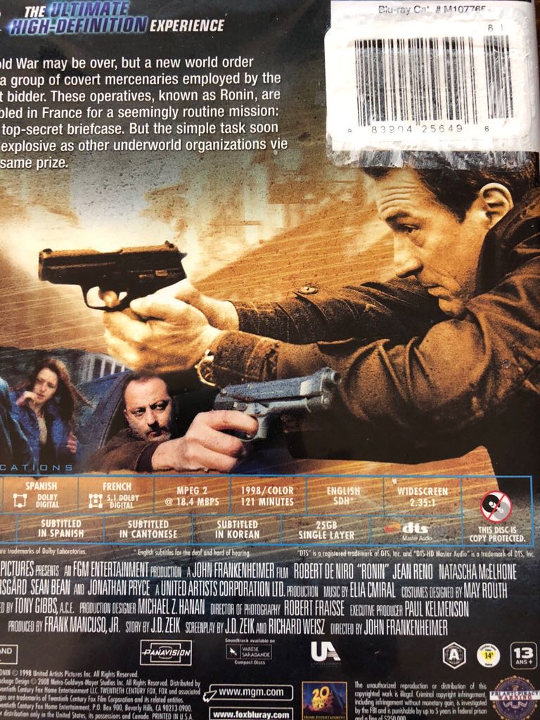 Ronin Blu-ray movie collectible [Barcode 883904256496] - Main Image 2