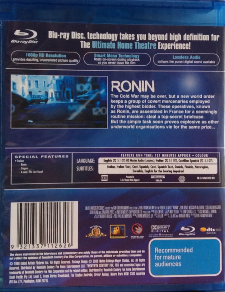 RONIN  Blu-ray movie collectible [Barcode 9321337112626] - Main Image 2