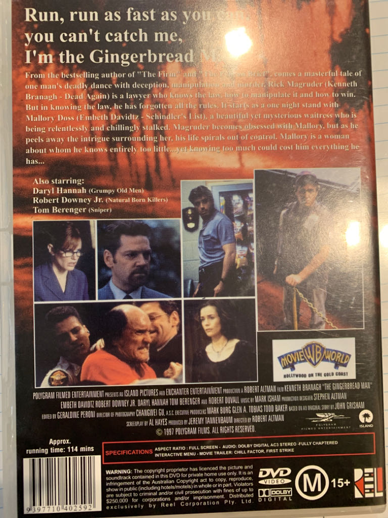 The Gingerbread Man (1998) DVD VHS movie collectible [Barcode 9397710402592] - Main Image 2