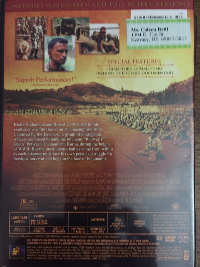 To End All Wars DVD movie collectible [Barcode 024543125808] - Main Image 2