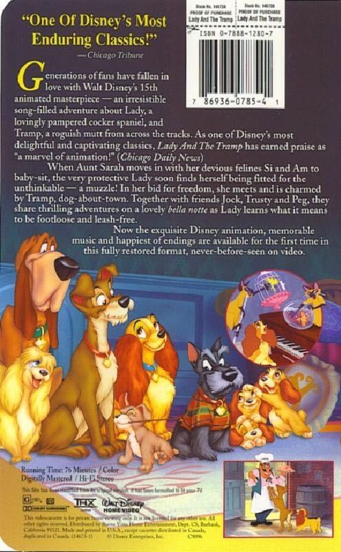 Lady and the Tramp VHS movie collectible - Main Image 2