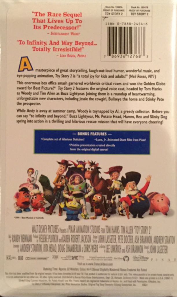 Toy Story 2 VHS movie collectible [Barcode 786936127683] - Main Image 2
