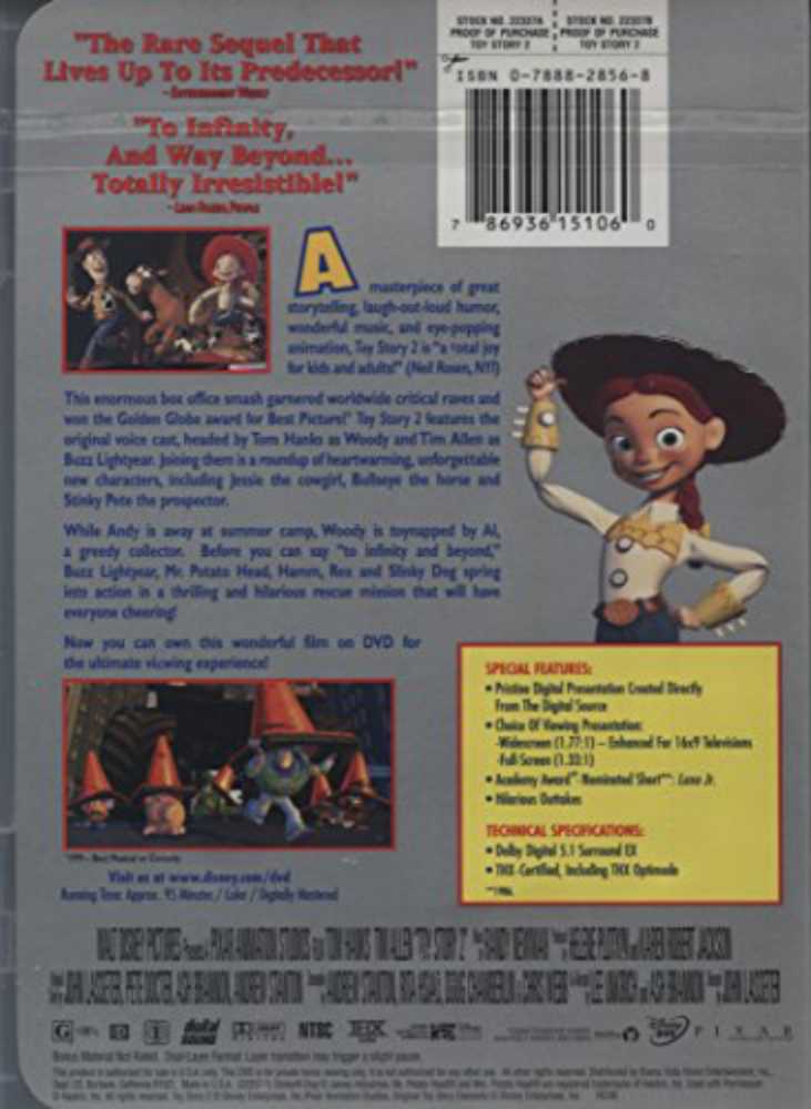 Toy Story 2 Blu-ray movie collectible [Barcode 786936153576] - Main Image 2