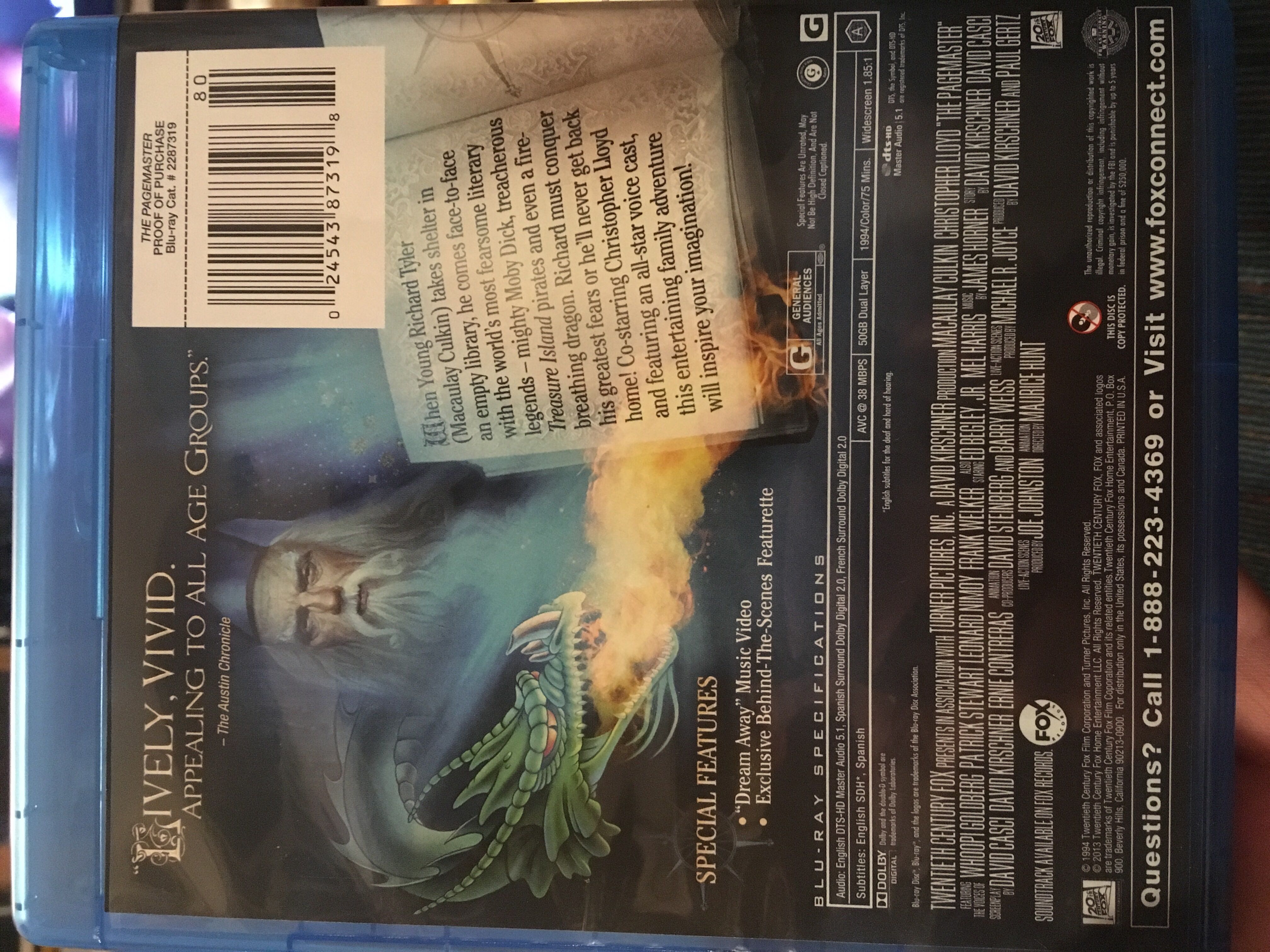 Pagemaster Blu-ray movie collectible [Barcode 024543873198] - Main Image 2