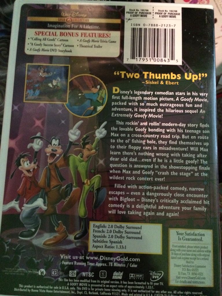A Goofy Movie DVD movie collectible [Barcode 717951008435] - Main Image 2