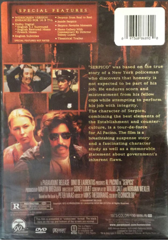 Serpico HD DVD movie collectible [Barcode 097360868920] - Main Image 2