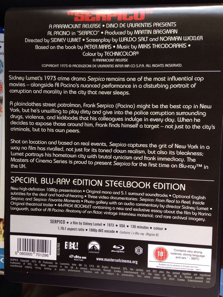 Serpico Blu-ray movie collectible [Barcode 5060000701296] - Main Image 2