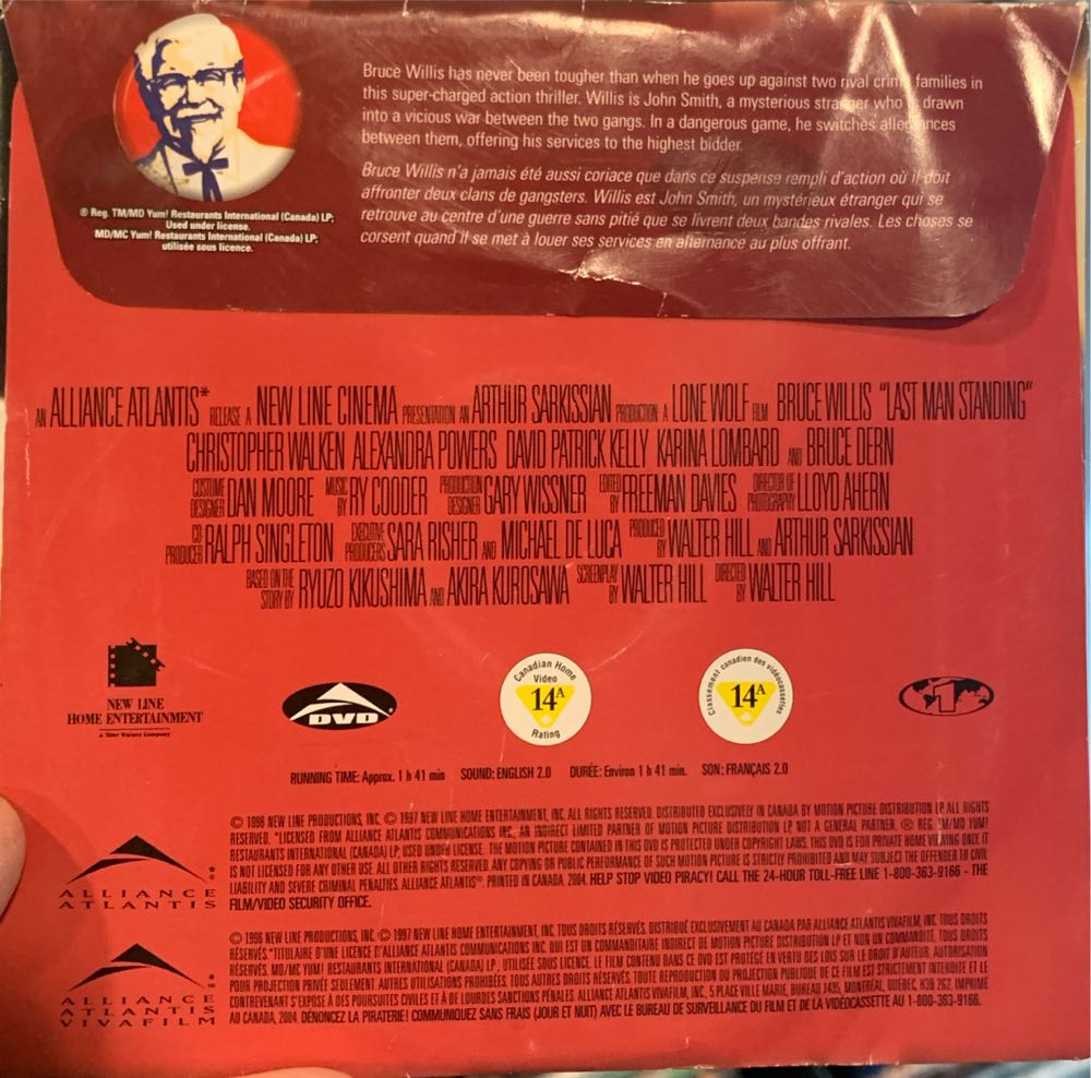 Last Man Standing Digital Copy movie collectible [Barcode 9404345072] - Main Image 2