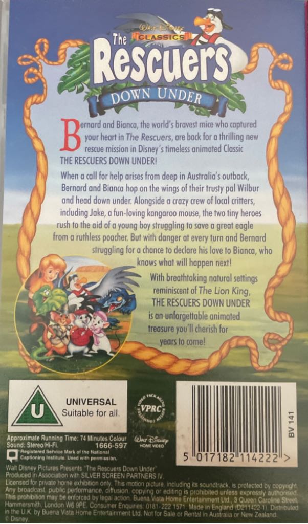 The Rescuers Down Under Blu-ray movie collectible [Barcode 5017182114222] - Main Image 2