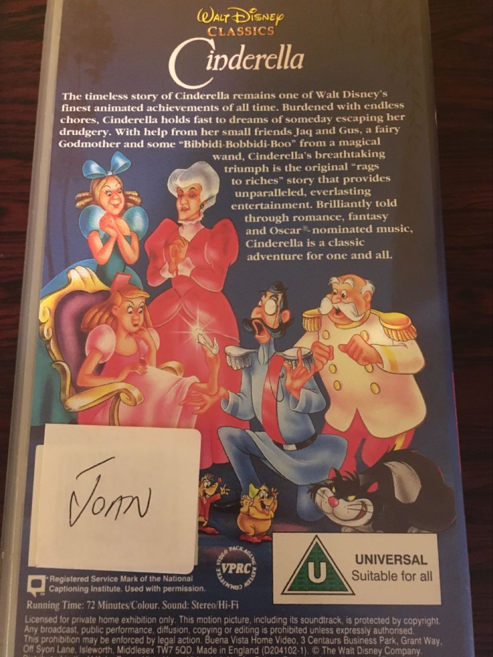 Cinderella VHS movie collectible [Barcode 5017182041023] - Main Image 2