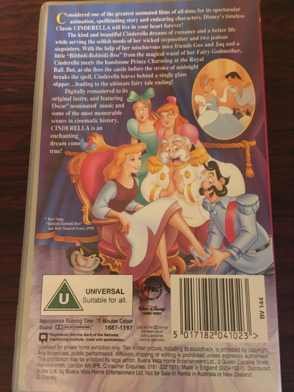 Cinderella VHS movie collectible [Barcode 5017182041023] - Main Image 4