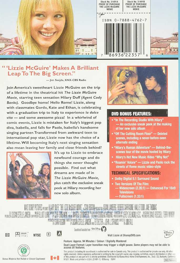 Lizzie Mcguire Movie, The DVD movie collectible [Barcode 78690516] - Main Image 2