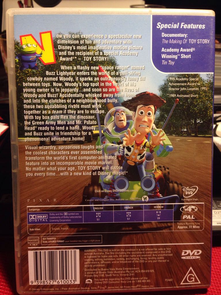 Toy Story 1 DVD movie collectible [Barcode 9398527610033] - Main Image 2