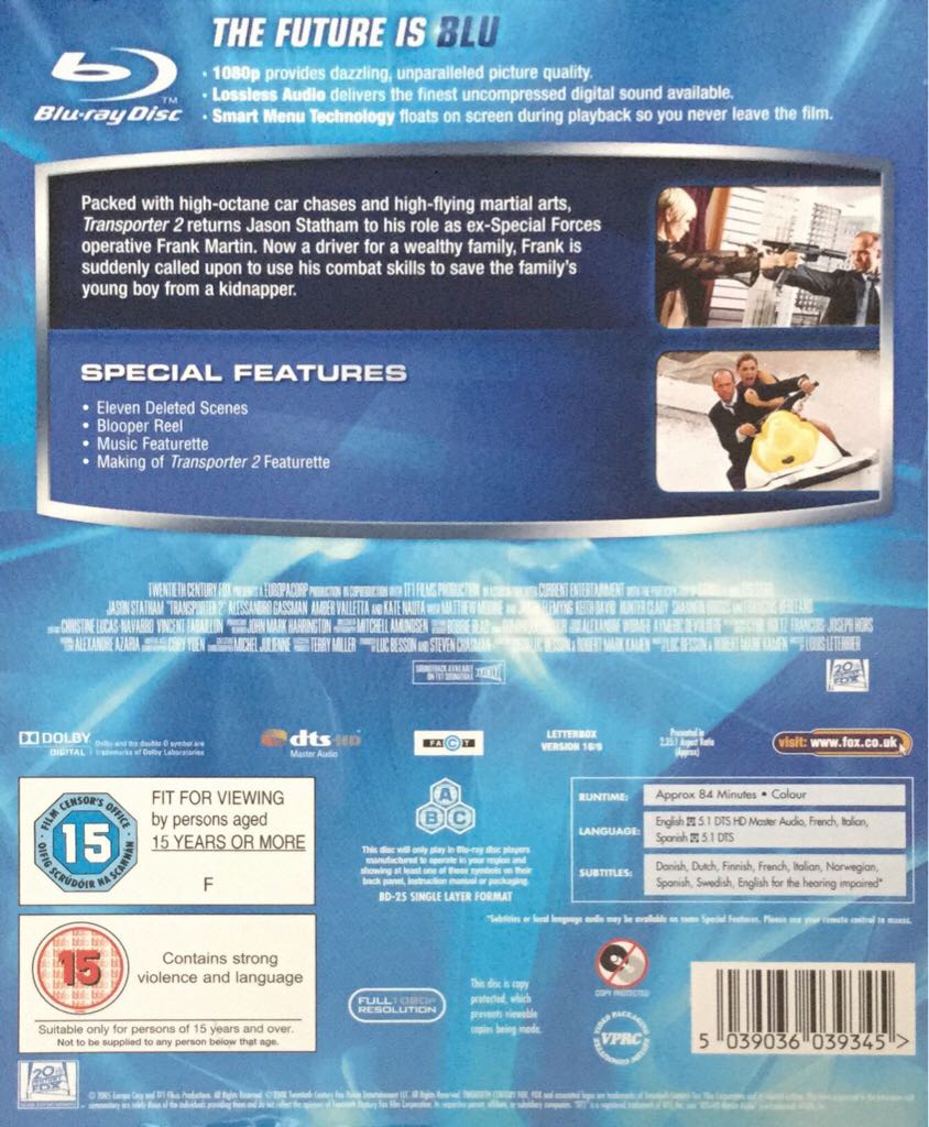 Transporter 2 Blu-ray movie collectible [Barcode 5039036039345] - Main Image 2