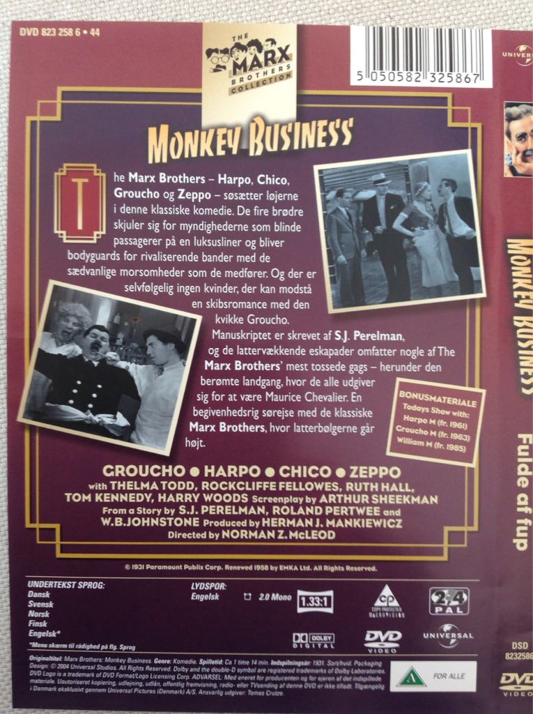 Monkey Business DVD movie collectible [Barcode 5050582325867] - Main Image 2