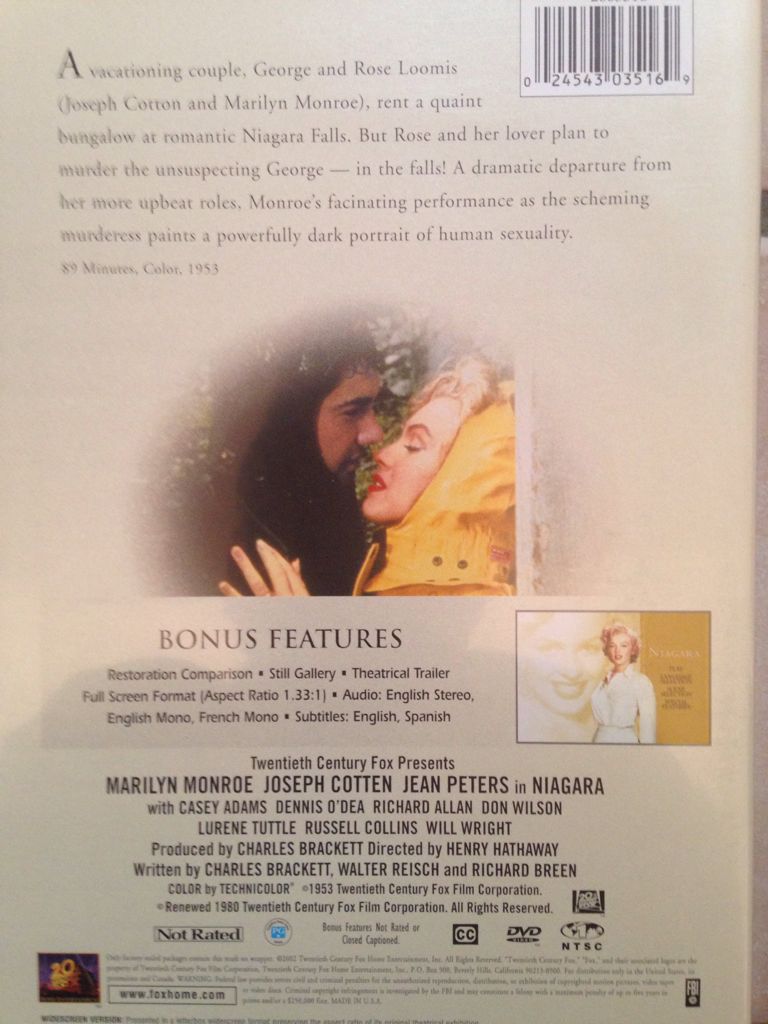 Niagara DVD movie collectible [Barcode 024543035169] - Main Image 2