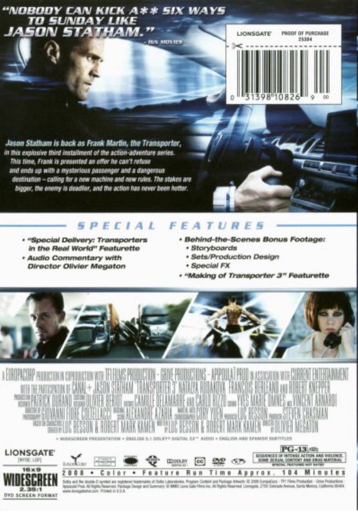 Transporter 3 DVD movie collectible [Barcode 8713045218447] - Main Image 2