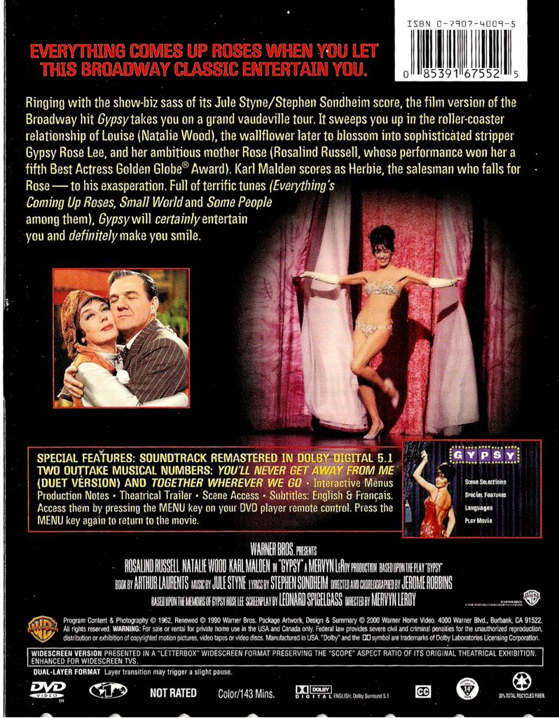 GYPSY I(1962) •dvd• DVD movie collectible [Barcode 883929142422] - Main Image 2