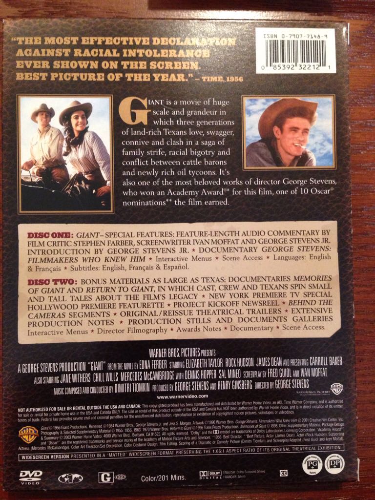 Giant 1956 DVD movie collectible [Barcode 0085392322121] - Main Image 2