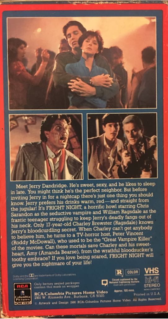 Fright Night VHS movie collectible [Barcode 043396605626] - Main Image 2