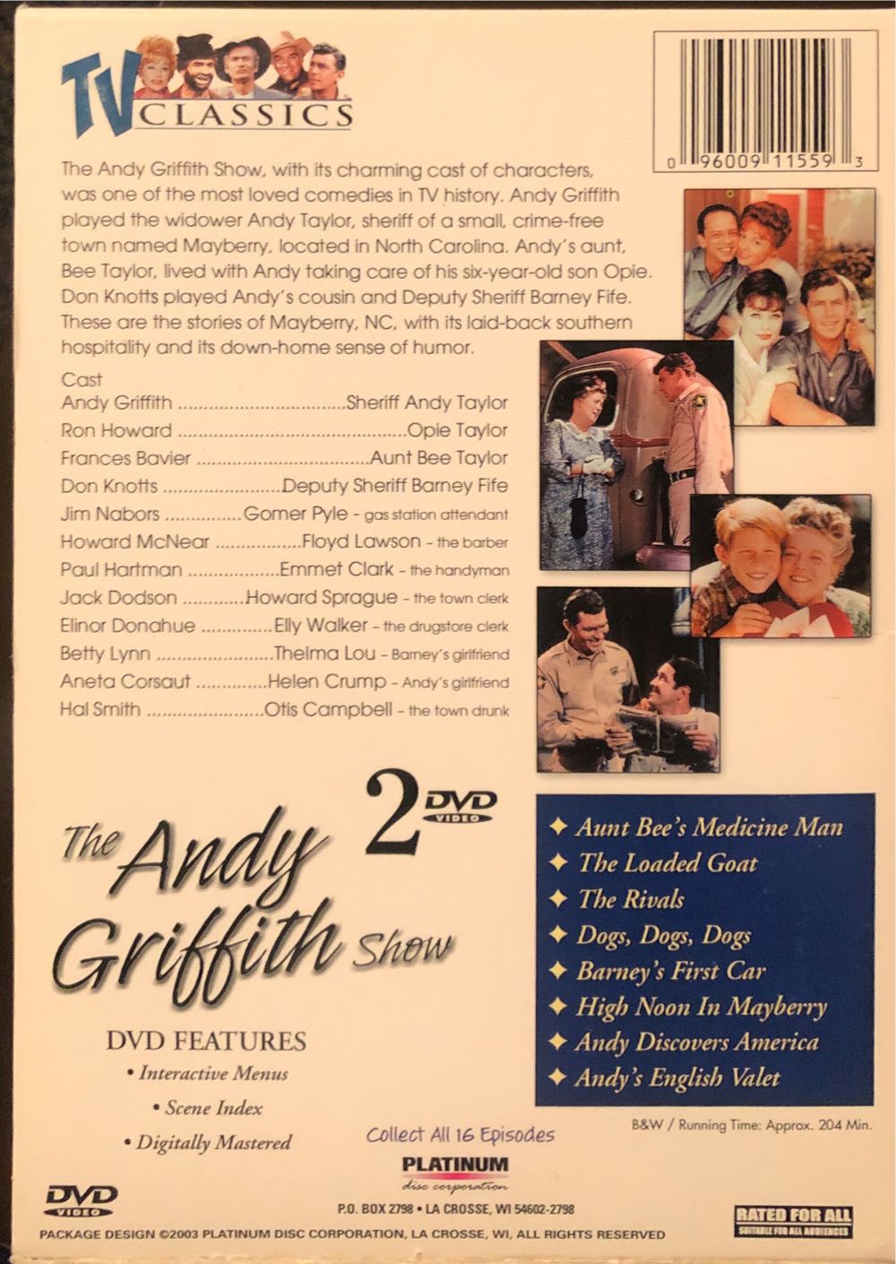 Griffith, The Andy Show Vol. 1 DVD movie collectible [Barcode 096009115593] - Main Image 2