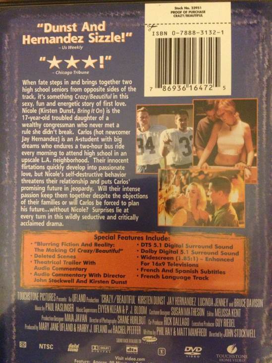 Crazy/Beautiful DVD movie collectible [Barcode 786936164725] - Main Image 2