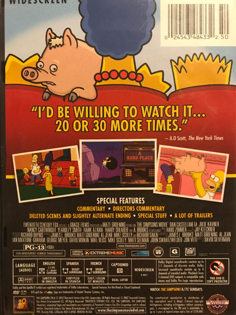 The Simpsons Movie* DVD movie collectible [Barcode 024543484332] - Main Image 2