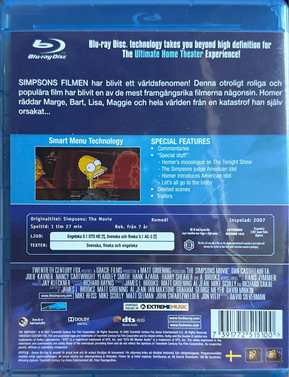 The Simpsons Movie Blu-ray movie collectible [Barcode 7391772515100] - Main Image 2