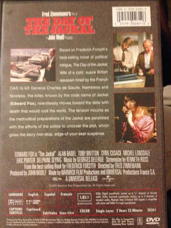 The Day of the Jackal DVD movie collectible [Barcode 025192026126] - Main Image 2