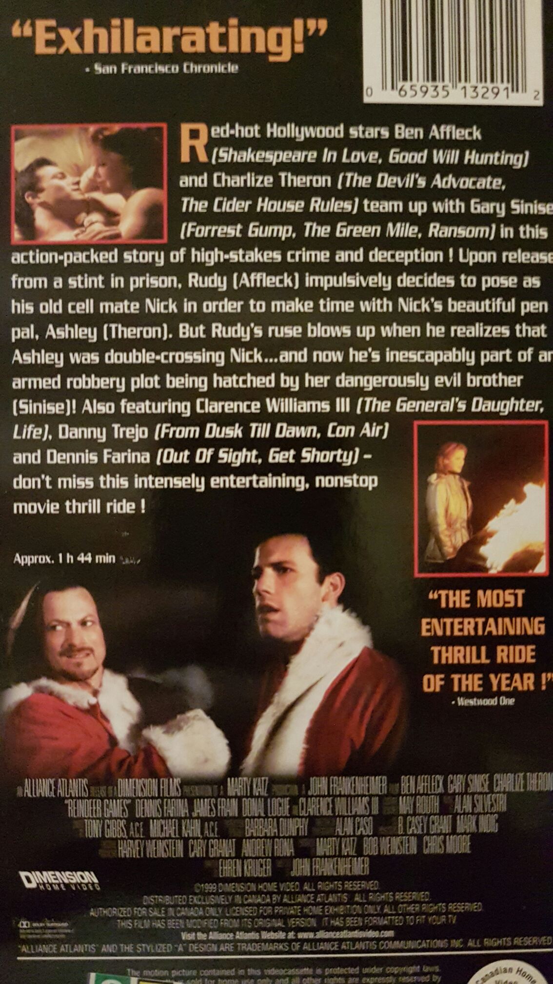 Reindeer Games VHS movie collectible [Barcode 786936145328] - Main Image 2