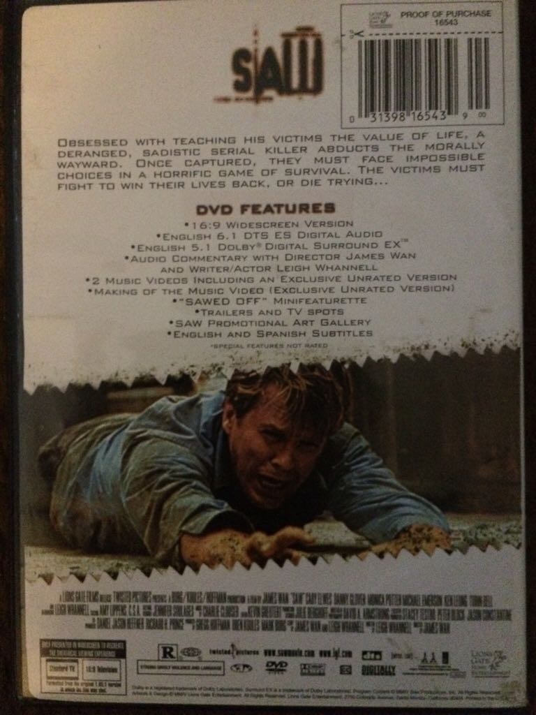 Saw (Widescreen) DVD movie collectible [Barcode 031398165439] - Main Image 2
