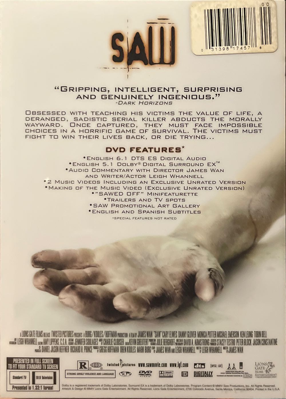 Saw DVD movie collectible [Barcode 031398165477] - Main Image 2