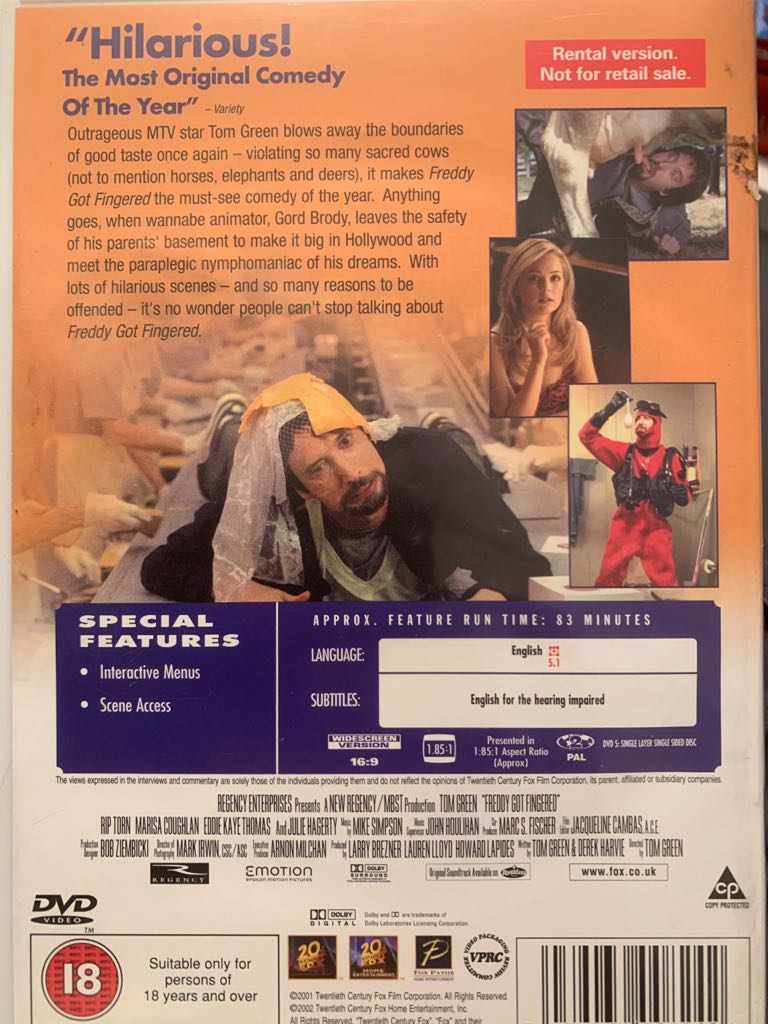Freddy Got Fingered (Disc Only) DVD movie collectible [Barcode 5039036008242] - Main Image 2