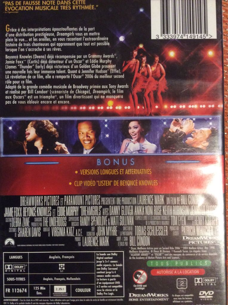 Dreamgirls DVD movie collectible [Barcode 2900150038930] - Main Image 2