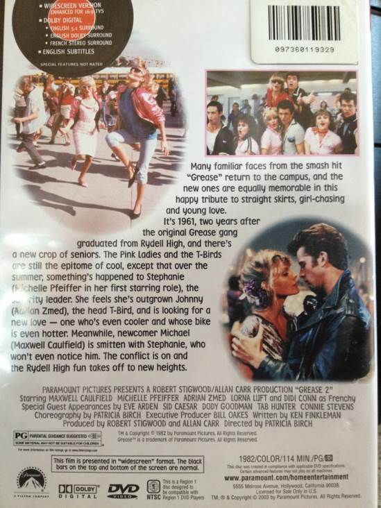 Grease 2 Digital Copy movie collectible [Barcode 097360119329] - Main Image 2