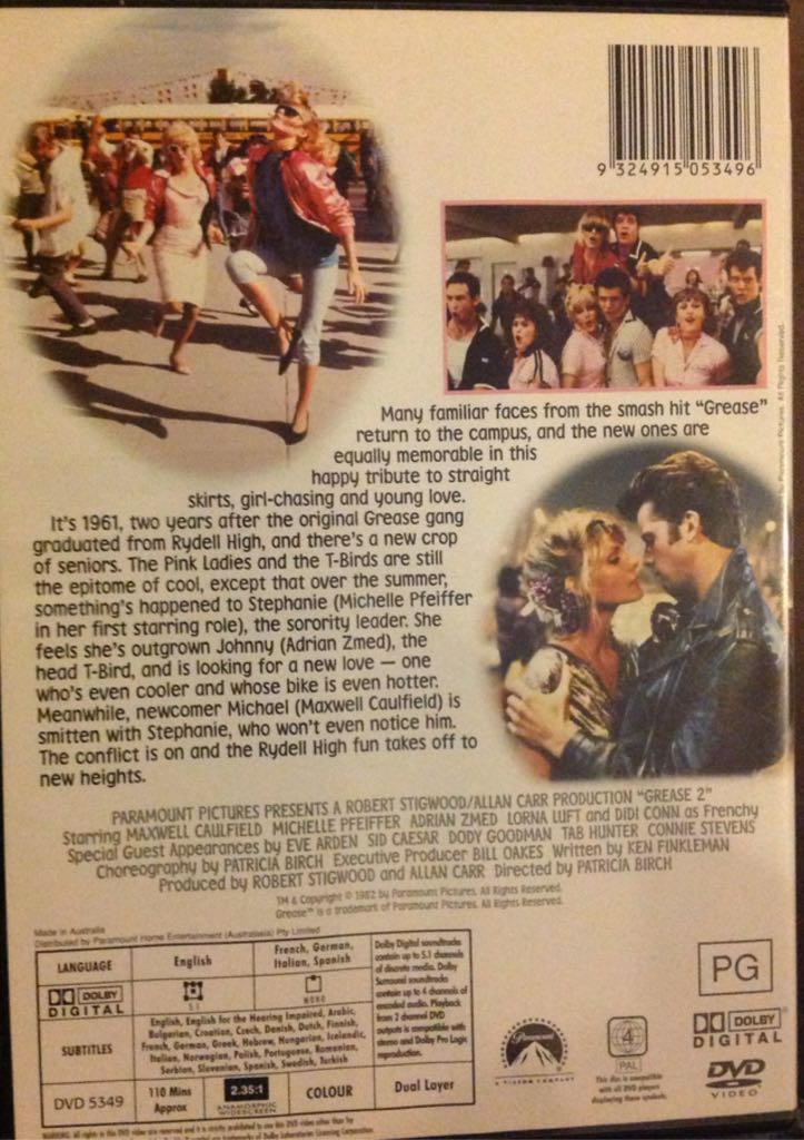 Grease 2 DVD movie collectible [Barcode 9324915053496] - Main Image 2