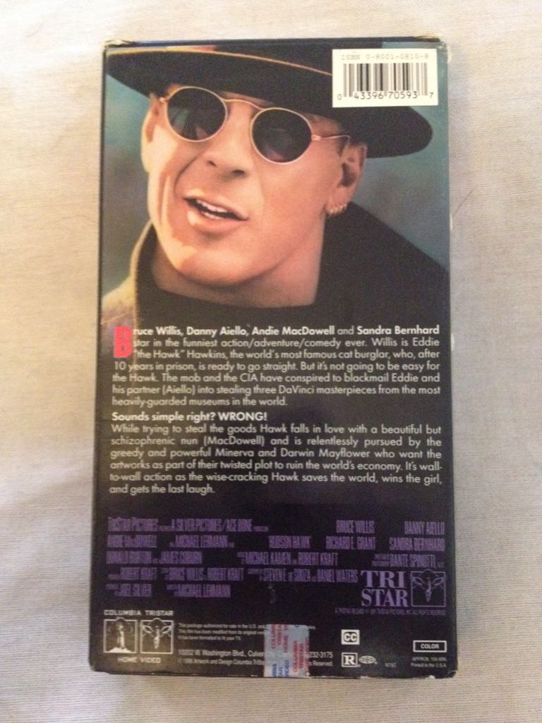 Hudson Hawk VHS movie collectible [Barcode 043396705937] - Main Image 2