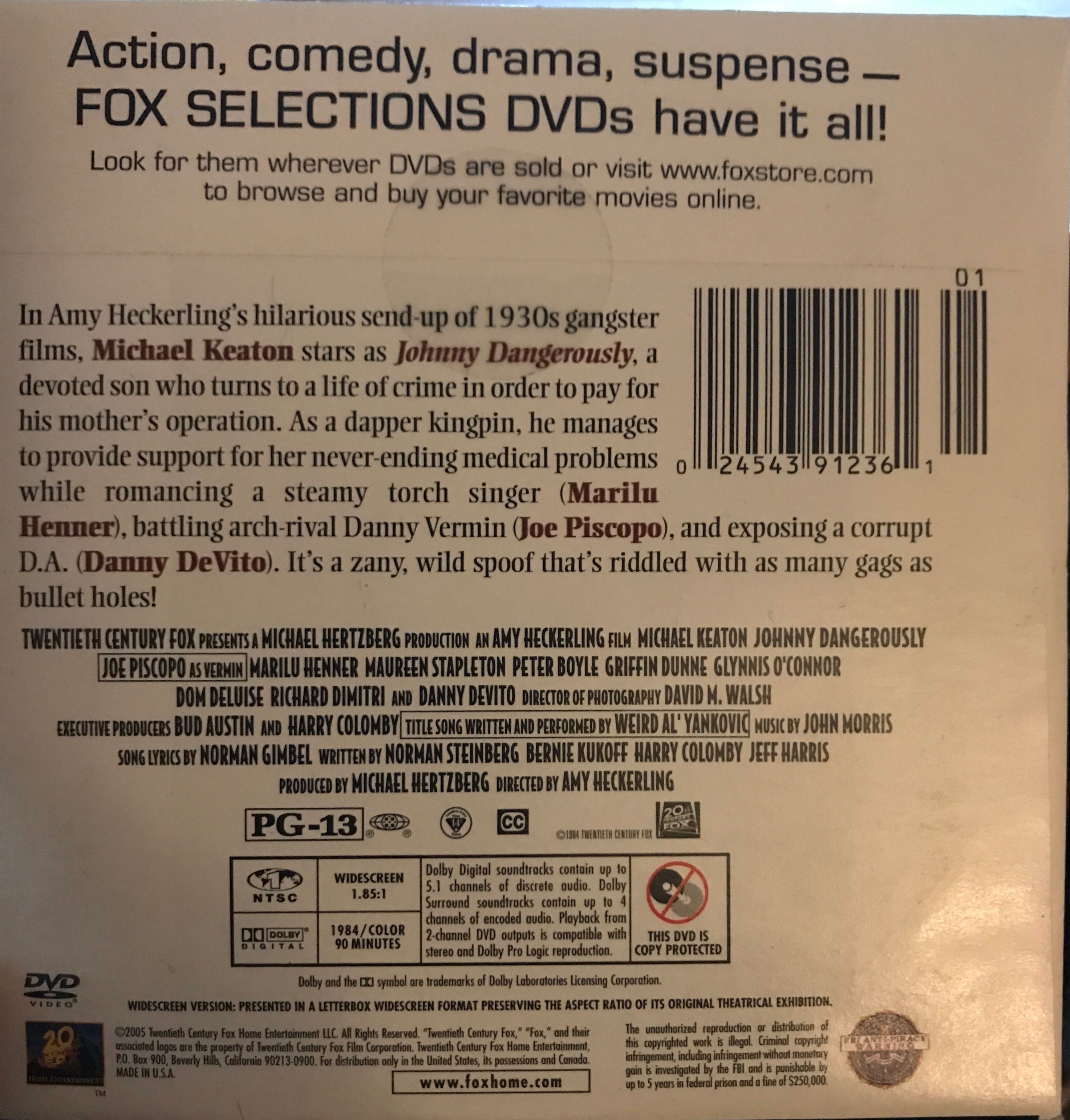 Johnny Dangerously DVD movie collectible [Barcode 024543912361] - Main Image 2