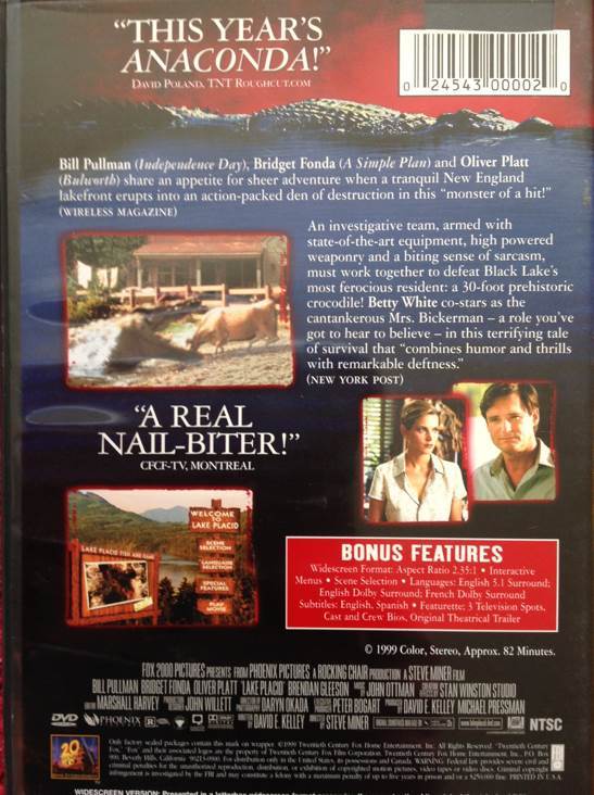 Lake Placid DVD movie collectible [Barcode 024543000020] - Main Image 2