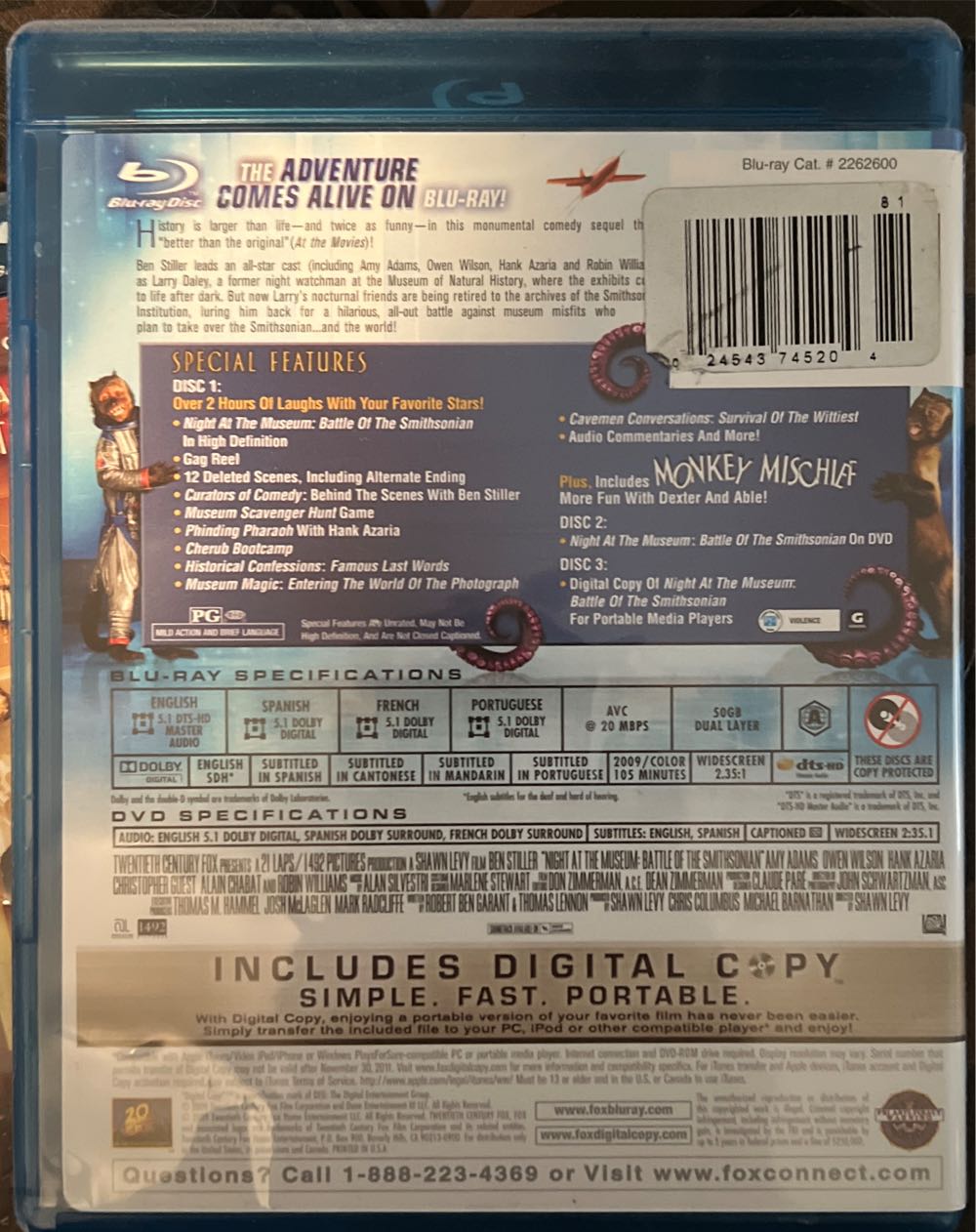 Night at the Museum 3 Blu-ray movie collectible [Barcode 024543745204] - Main Image 2