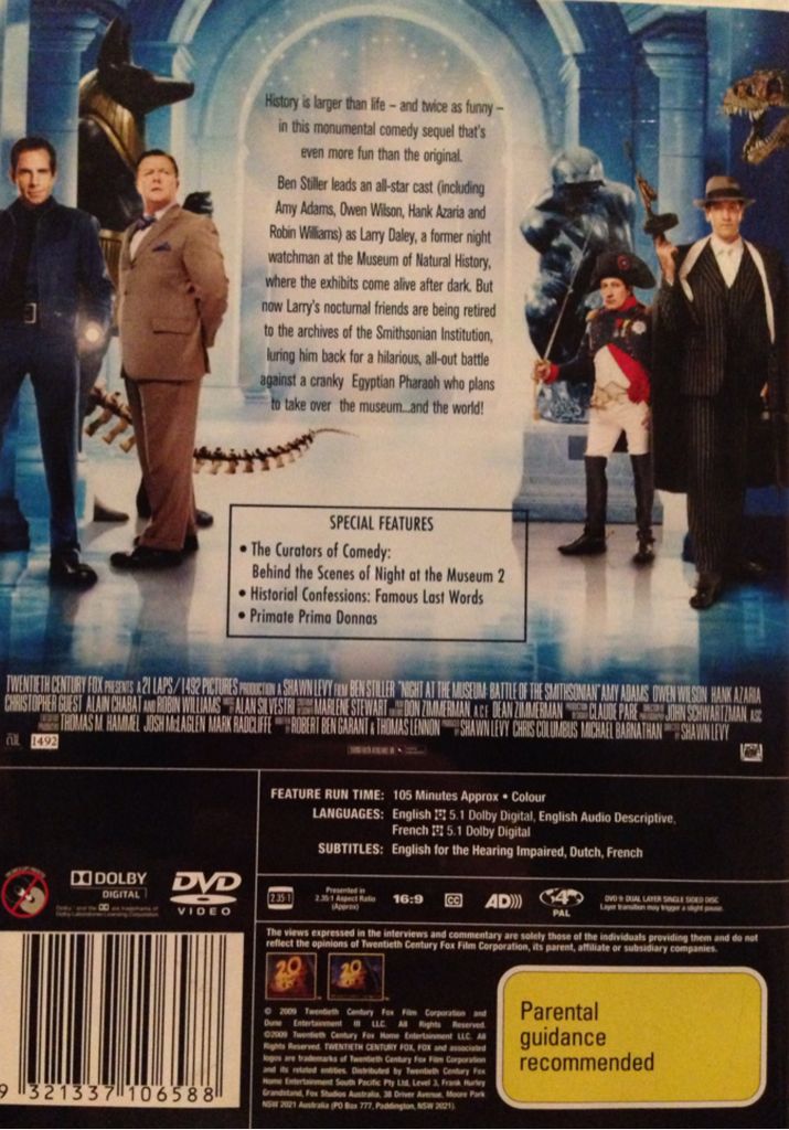 Night At The Museum 2 DVD movie collectible [Barcode 9321337106588] - Main Image 2