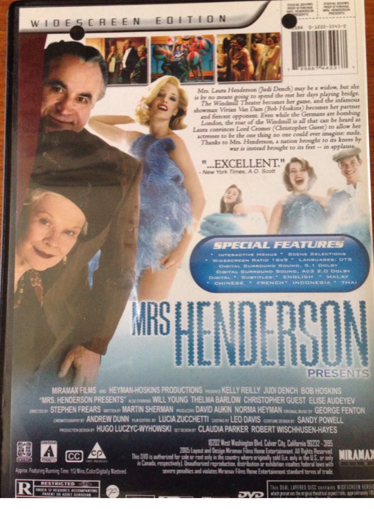 Mrs. Henderson Presents DVD movie collectible - Main Image 2
