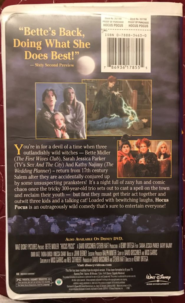 Hocus Pocus VHS movie collectible [Barcode 786936178555] - Main Image 2
