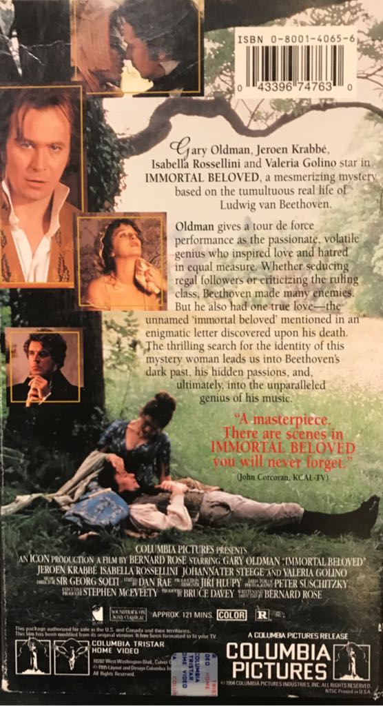 Immortal Beloved VHS movie collectible [Barcode 043396747630] - Main Image 2