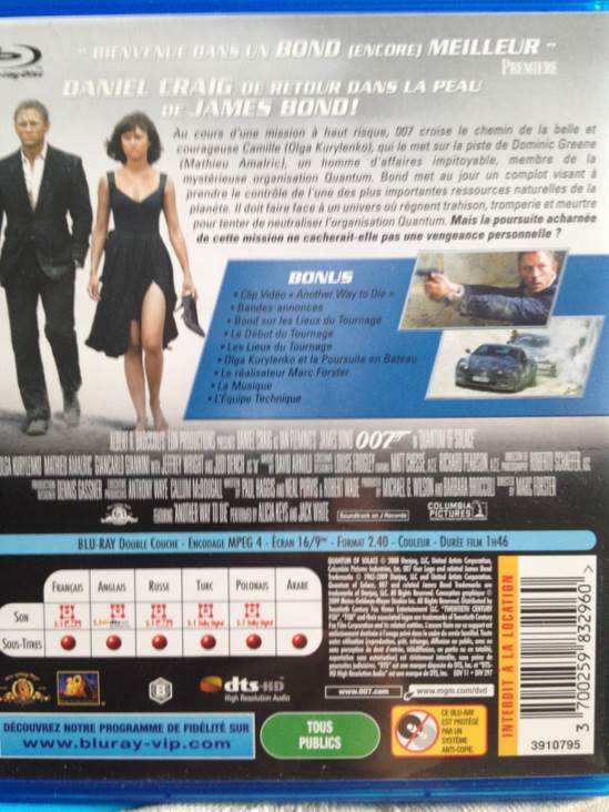 007: Quantum of Solace Blu-ray movie collectible [Barcode 3700259832960] - Main Image 2
