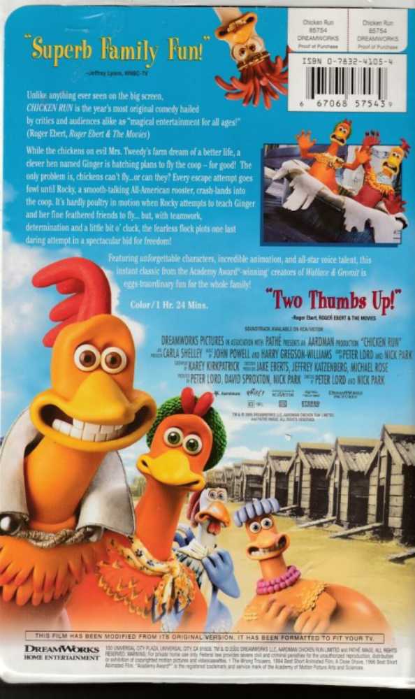 Chicken Run DVD movie collectible [Barcode 5060002830734] - Main Image 4