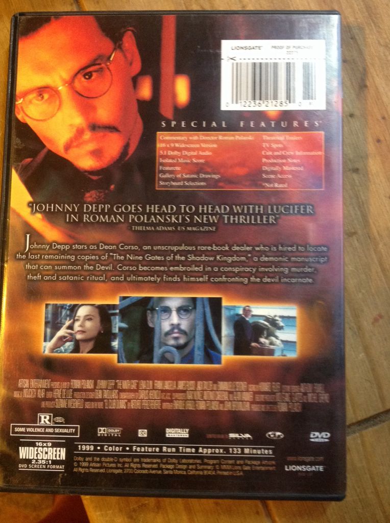 Ninth Gate Movies Anywhere movie collectible [Barcode 012236212850] - Main Image 2