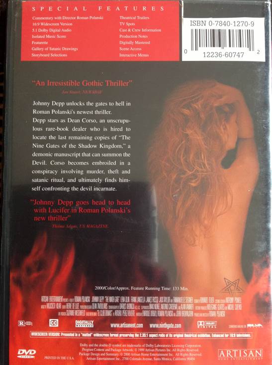 Ninth Gate, The DVD movie collectible [Barcode 012236607472] - Main Image 2