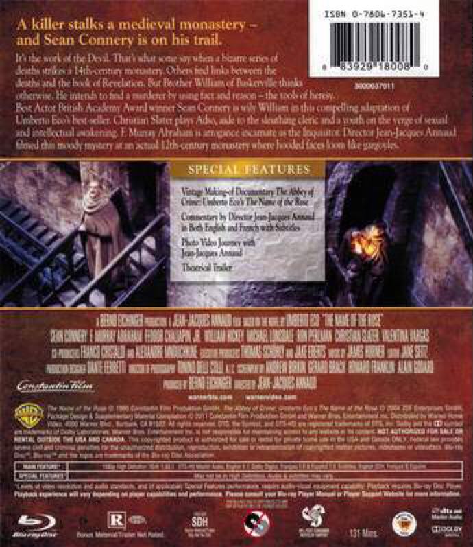 The Name of the Rose 4k 4K Ultra HD movie collectible [Barcode 7509036442233] - Main Image 2